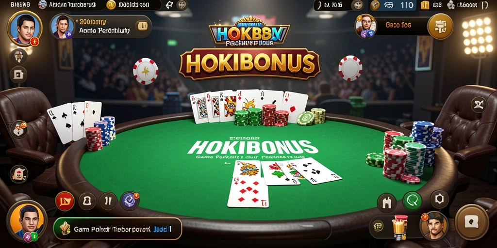 Screenshot gameplay HOKIBONUS menampilkan aksi poker yang mendebarkan.