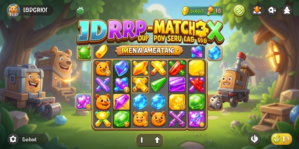 Tampilan gameplay IDRRP dengan aksi Match-3 yang seru.