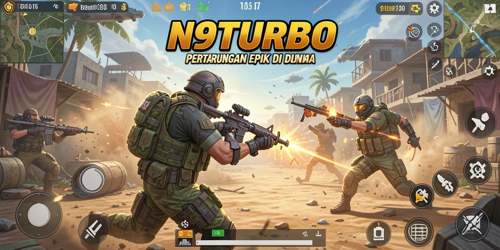 Tampilan pertarungan yang intens di N9TURBO, menarik dan mendebarkan.
