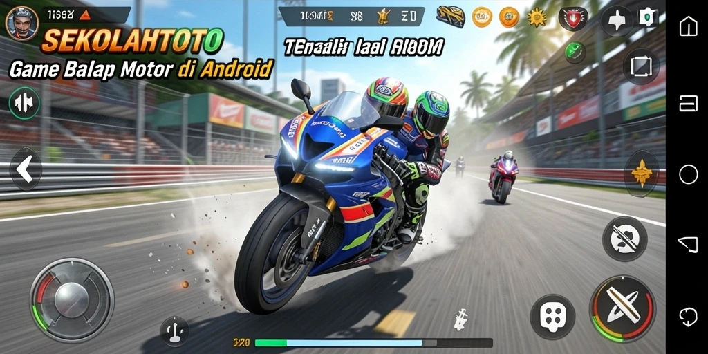 Tampilan menarik dari gameplay balap motor di SEKOLAHTOTO.
