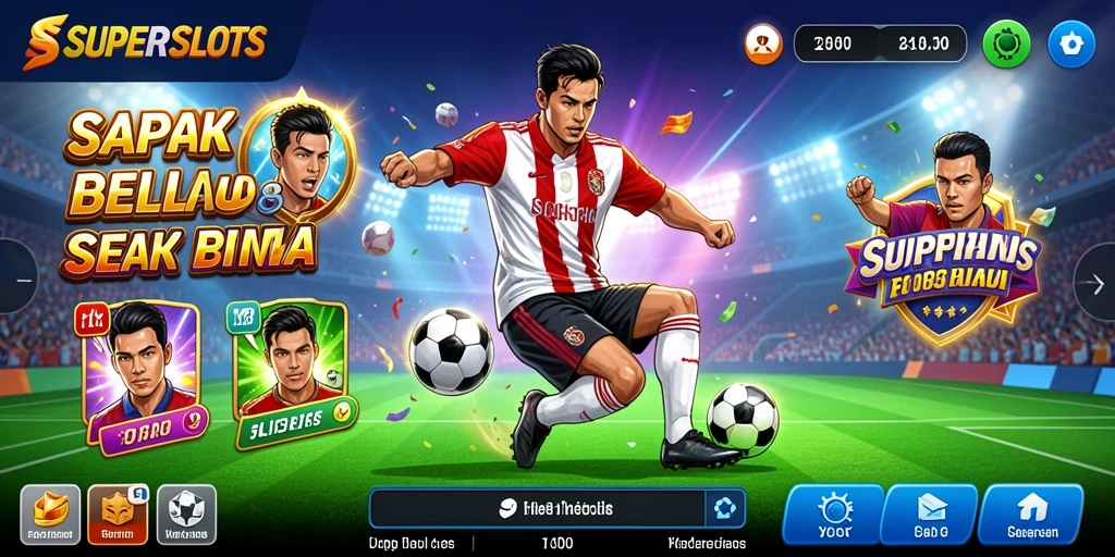 Tampilan menarik dari gameplay SUPERSLOTS bertema sepak bola yang mengasyikkan.