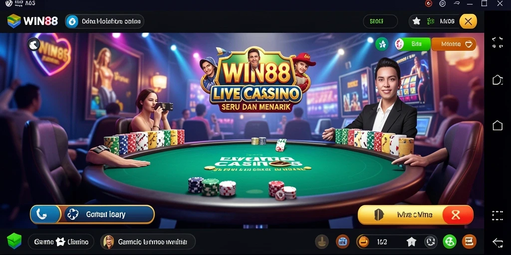 Screenshot gameplay WIN88 menampilkan suasana live casino yang mendebarkan.